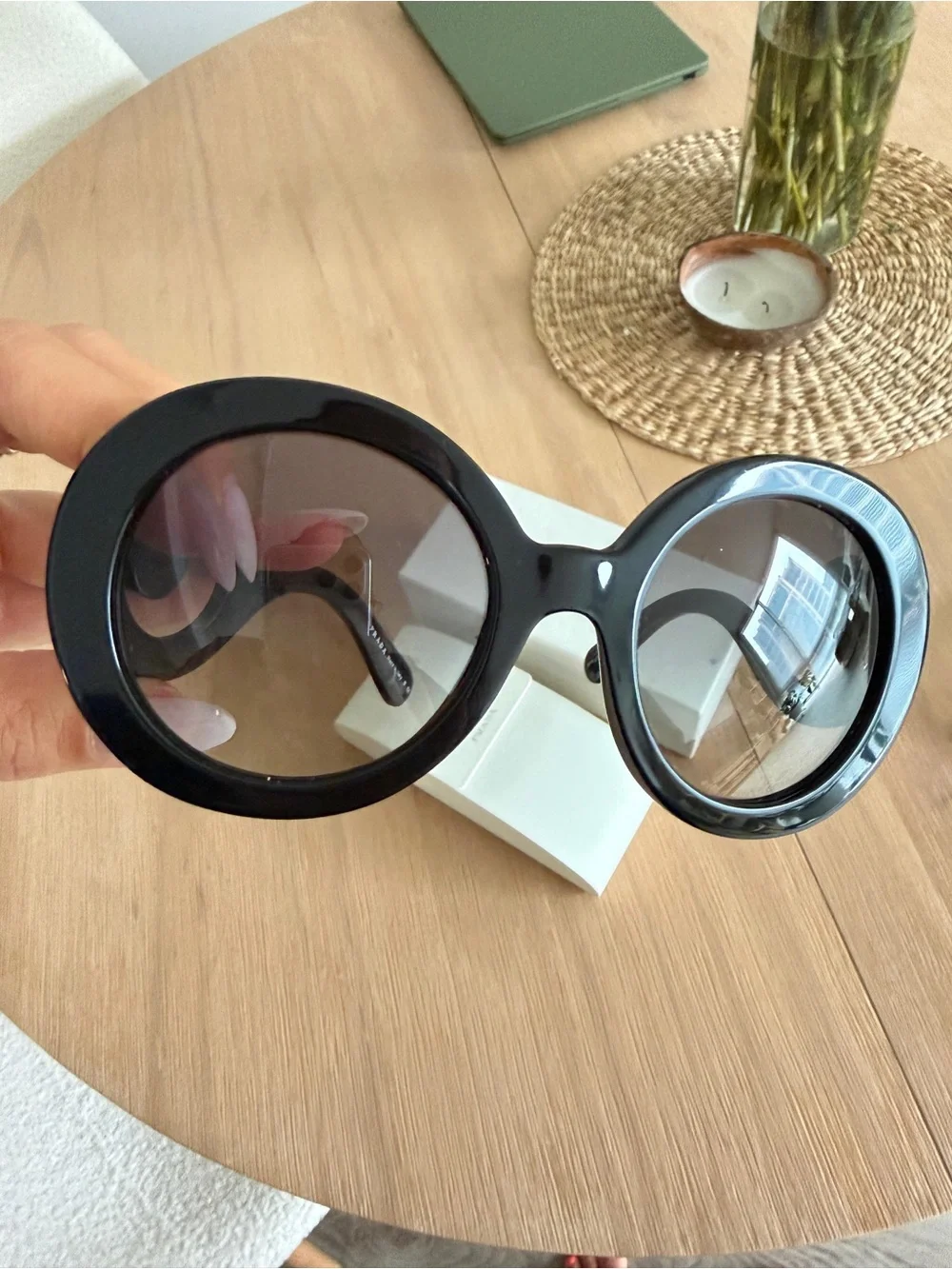 Prada Black Swirl Round Sunglasses - Women's Designer Accessory